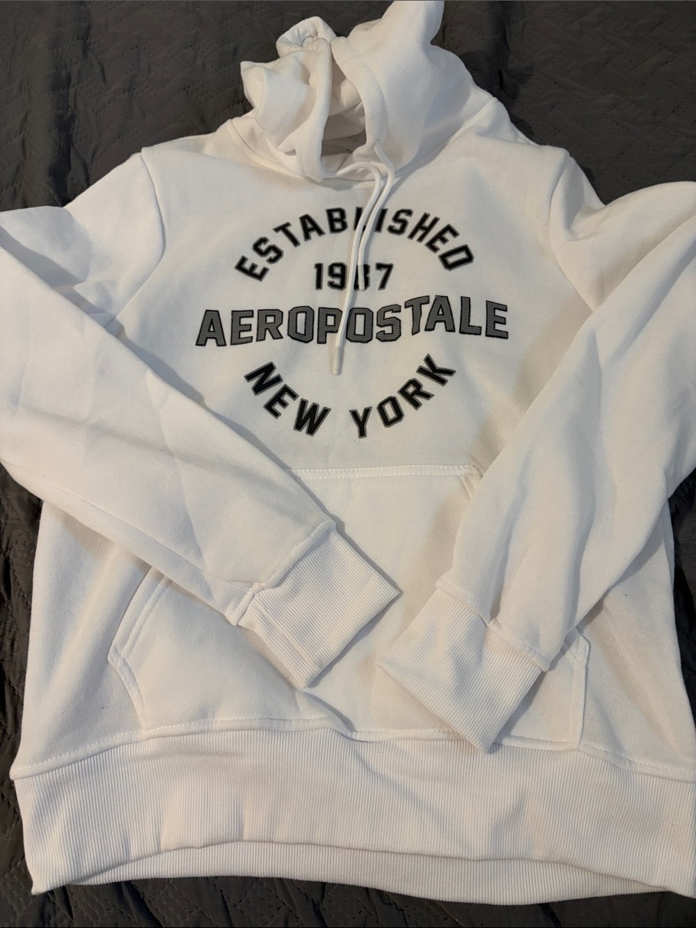 Aeropostale White Crewneck Hoodie with Black Logo